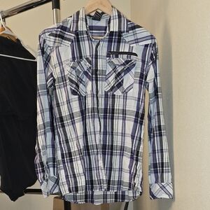 Avirex Black and Purple Plaid Shirt
